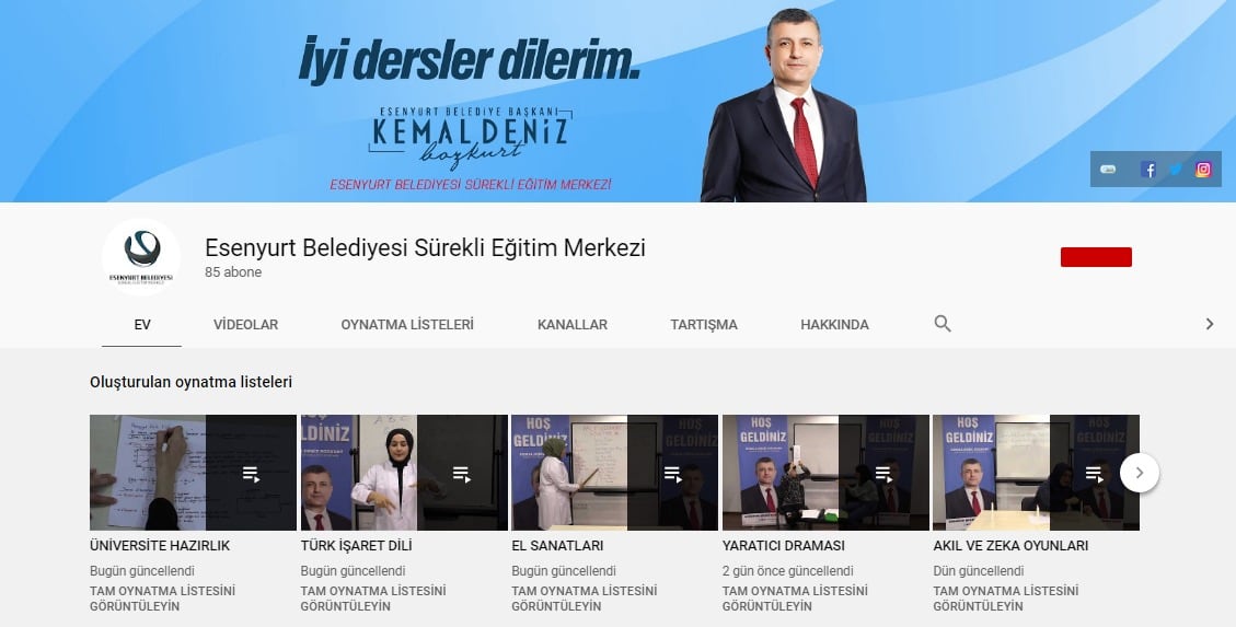 ESENYURT BELEDİYESİ, EĞİTİMİN AKSAMAMASI İÇİN 52 BRANŞIN DERS KONULARINI YOUTUBE’A YÜKLEDİ